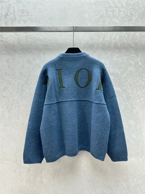 Dior Oversize Crewneck Zip-Up Cardigan in Blue